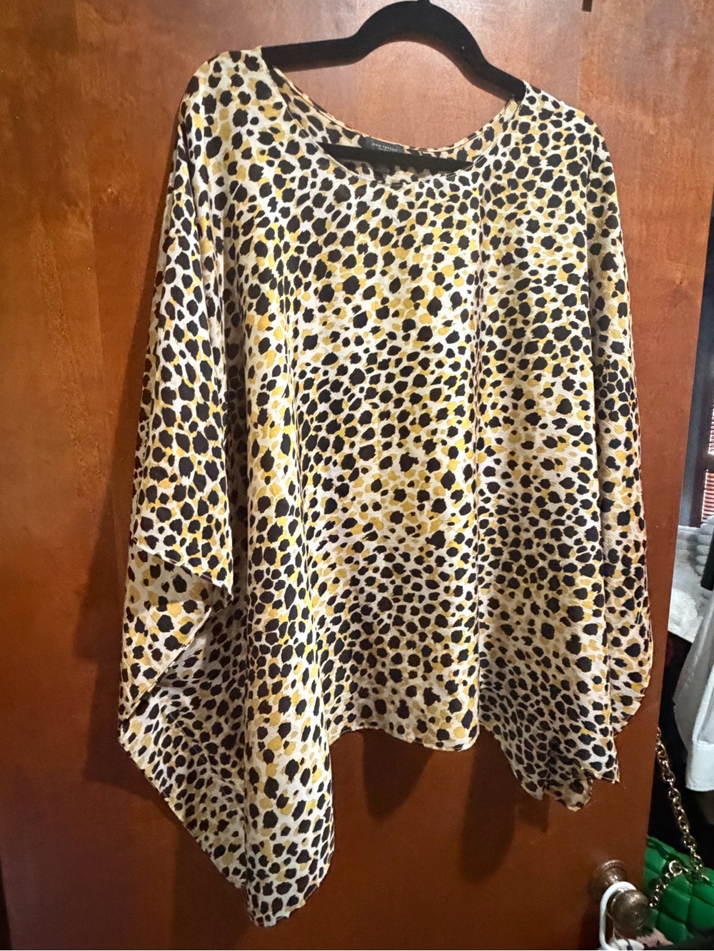 Ann Taylor Asymmetrical Animal Print Top - Yellow & Black